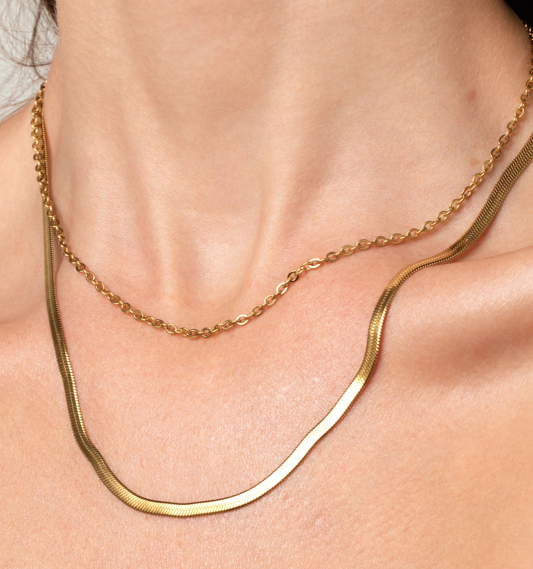 Layered Herringbone & Cable Necklace