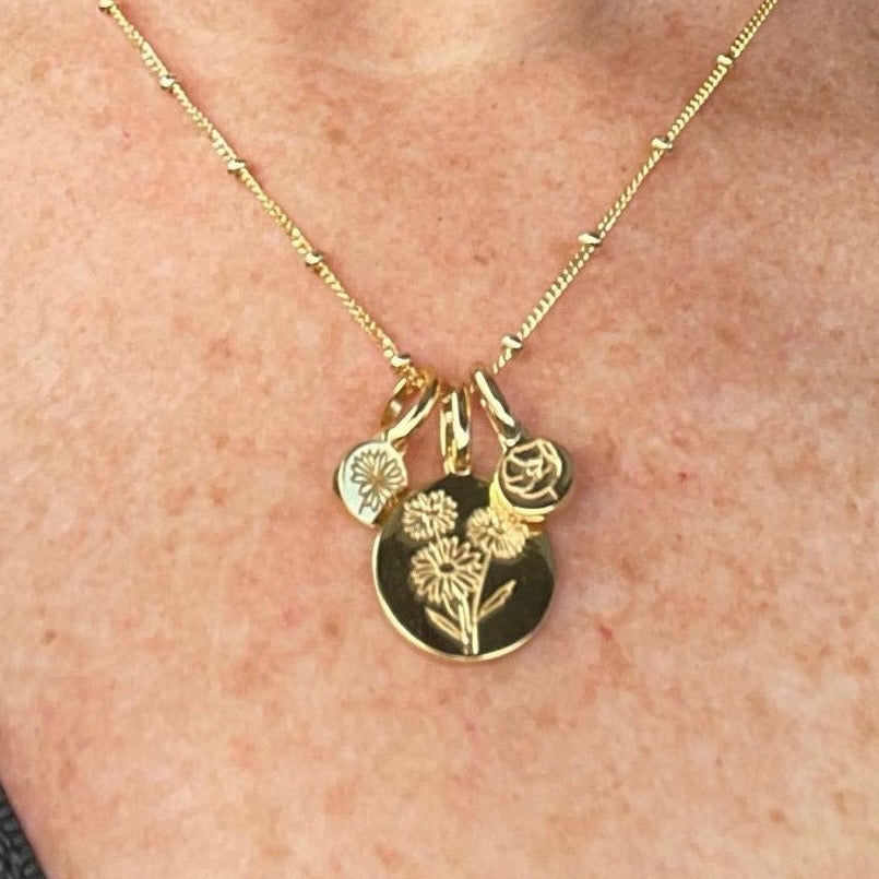 Cherry Blossom Initial Necklace - March Flower