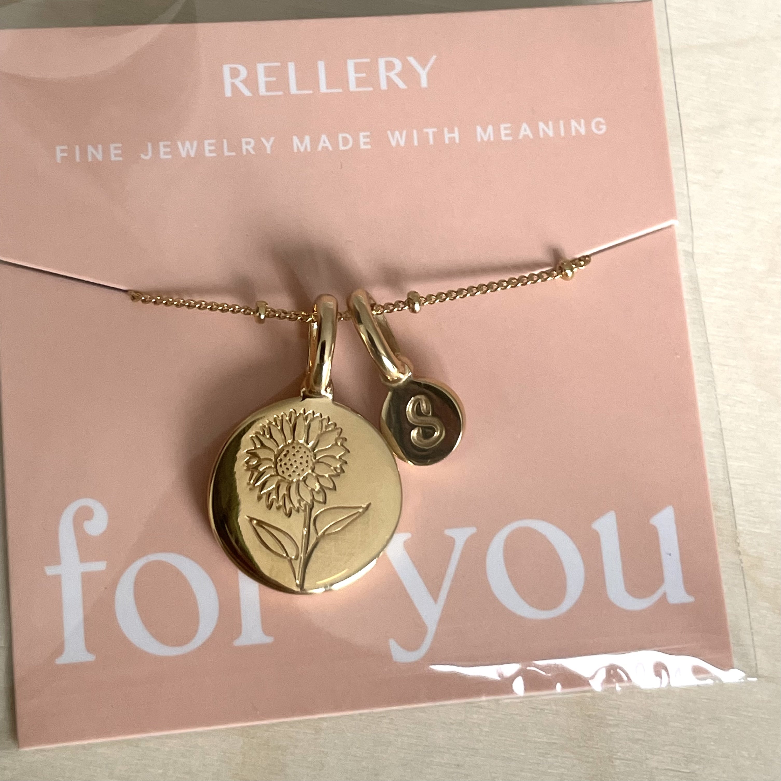 Chrysanthemum Necklace With Initial - November Flower