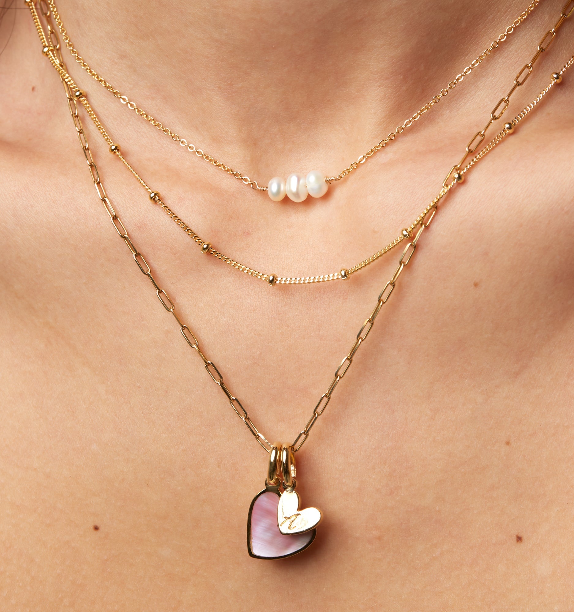 Pink Mother of Pearl Initial Necklace