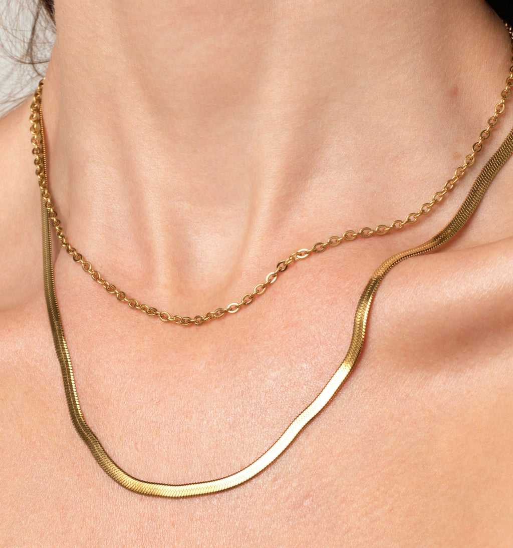 Layered Herringbone & Cable Necklace