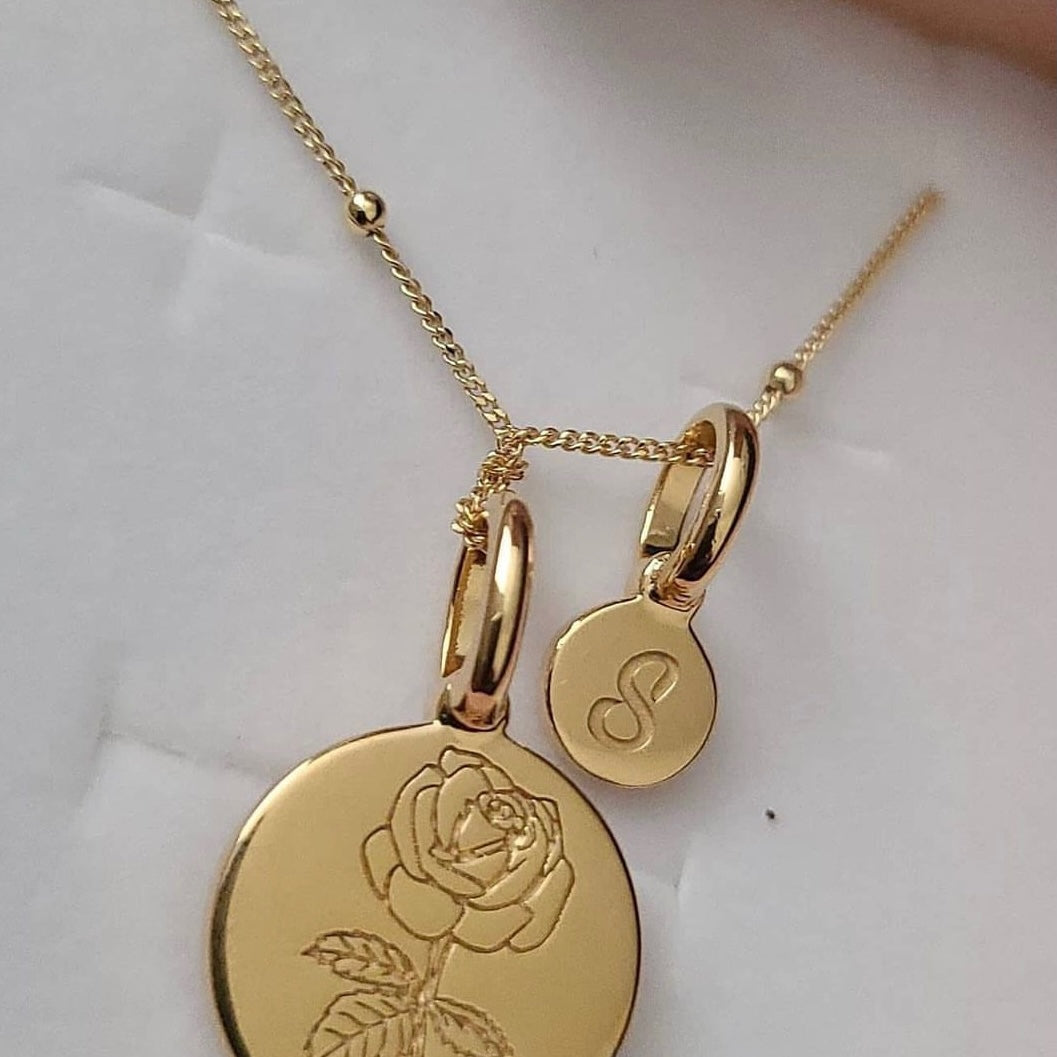 Chrysanthemum Necklace With Initial - November Flower
