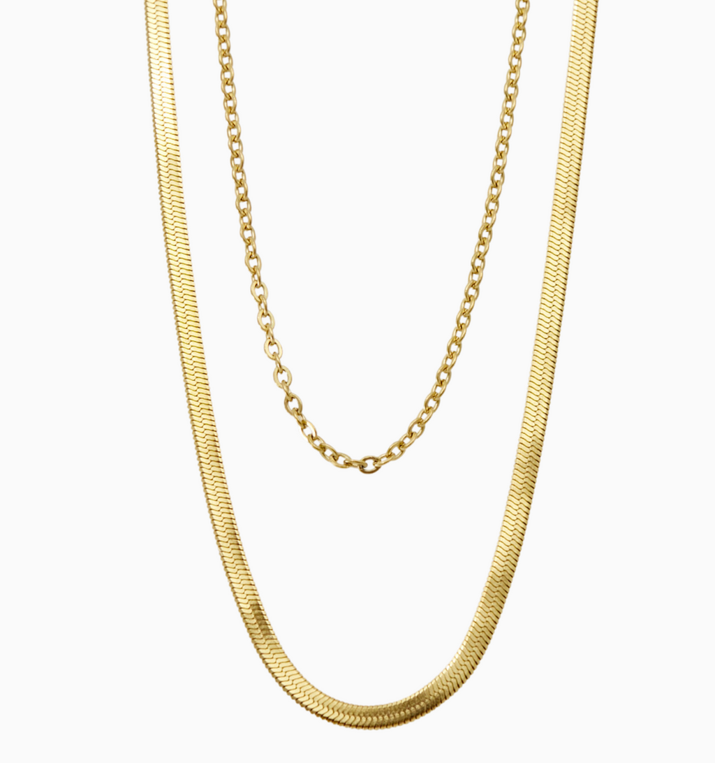 Layered Herringbone & Cable Necklace