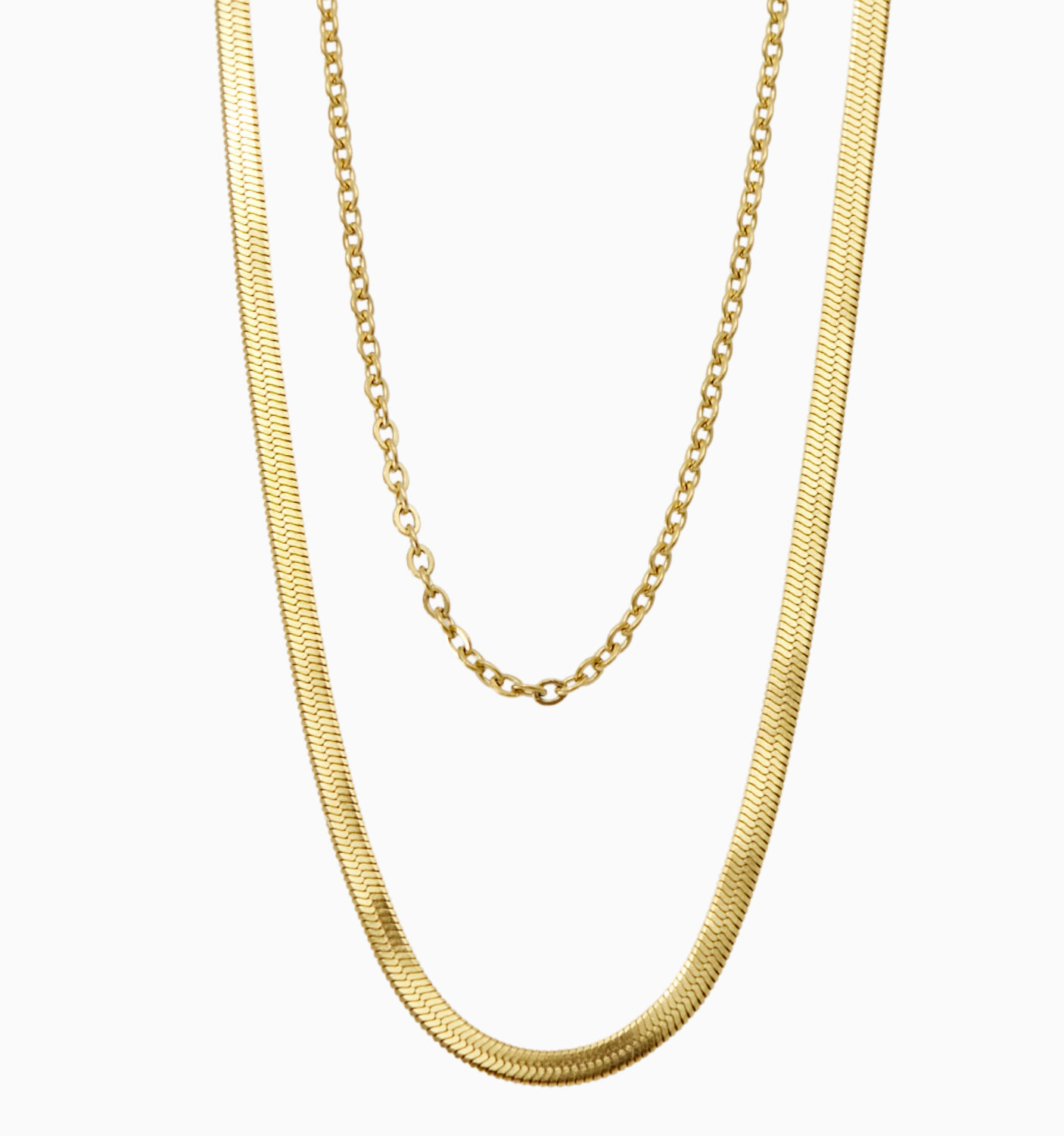 Layered Herringbone & Cable Necklace
