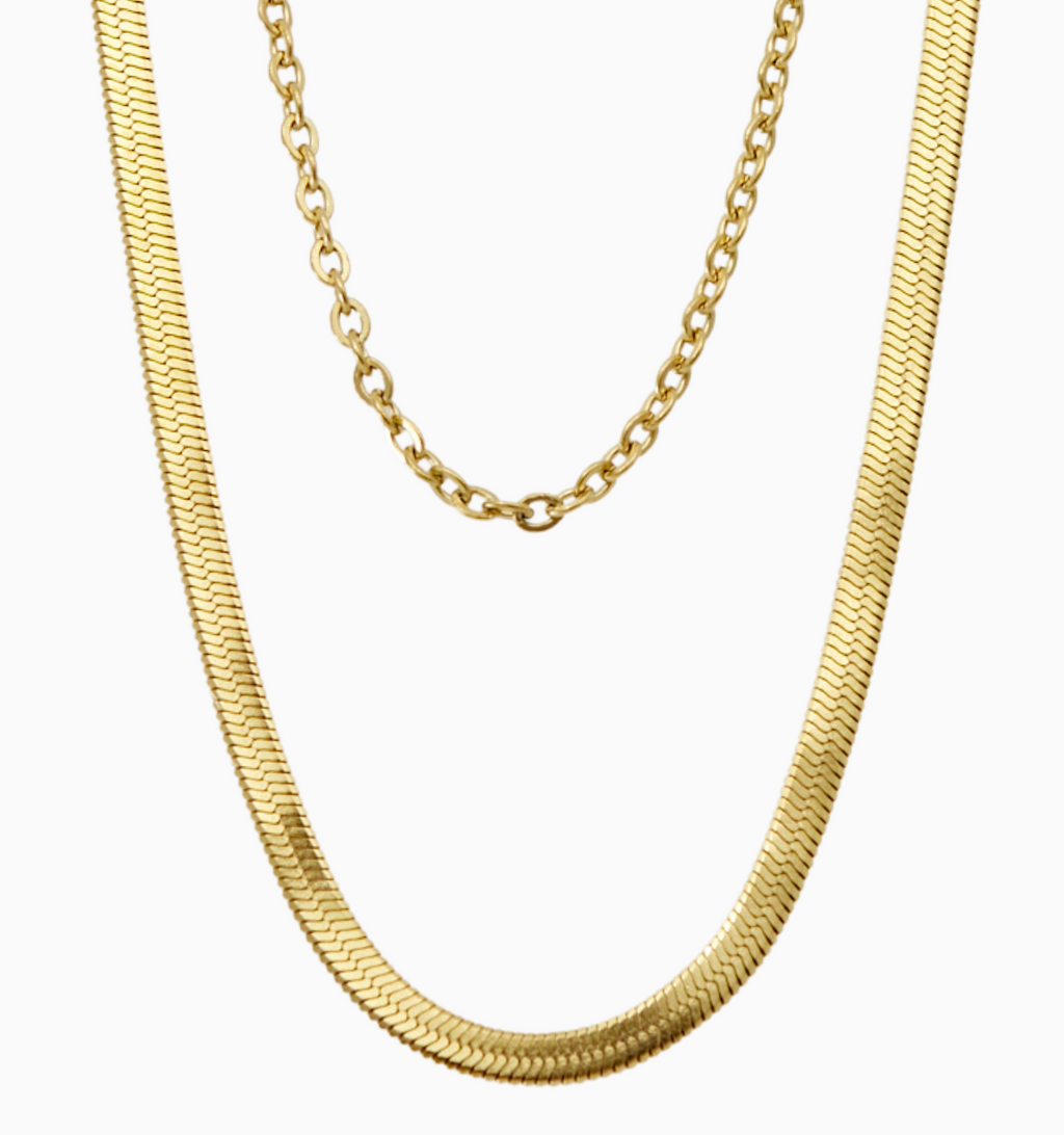 Layered Herringbone & Cable Necklace
