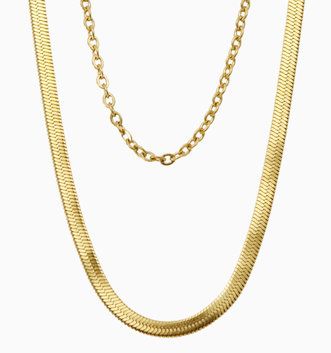 Layered Herringbone & Cable Necklace