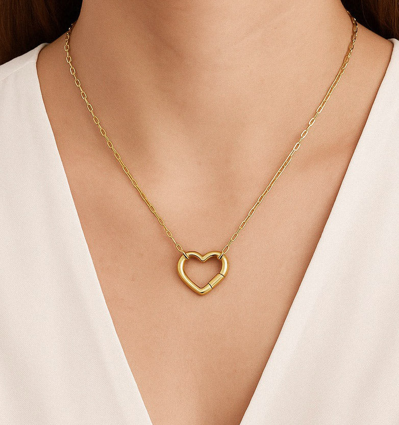 Personalized Heart Charm Chain - Paperclip Chain