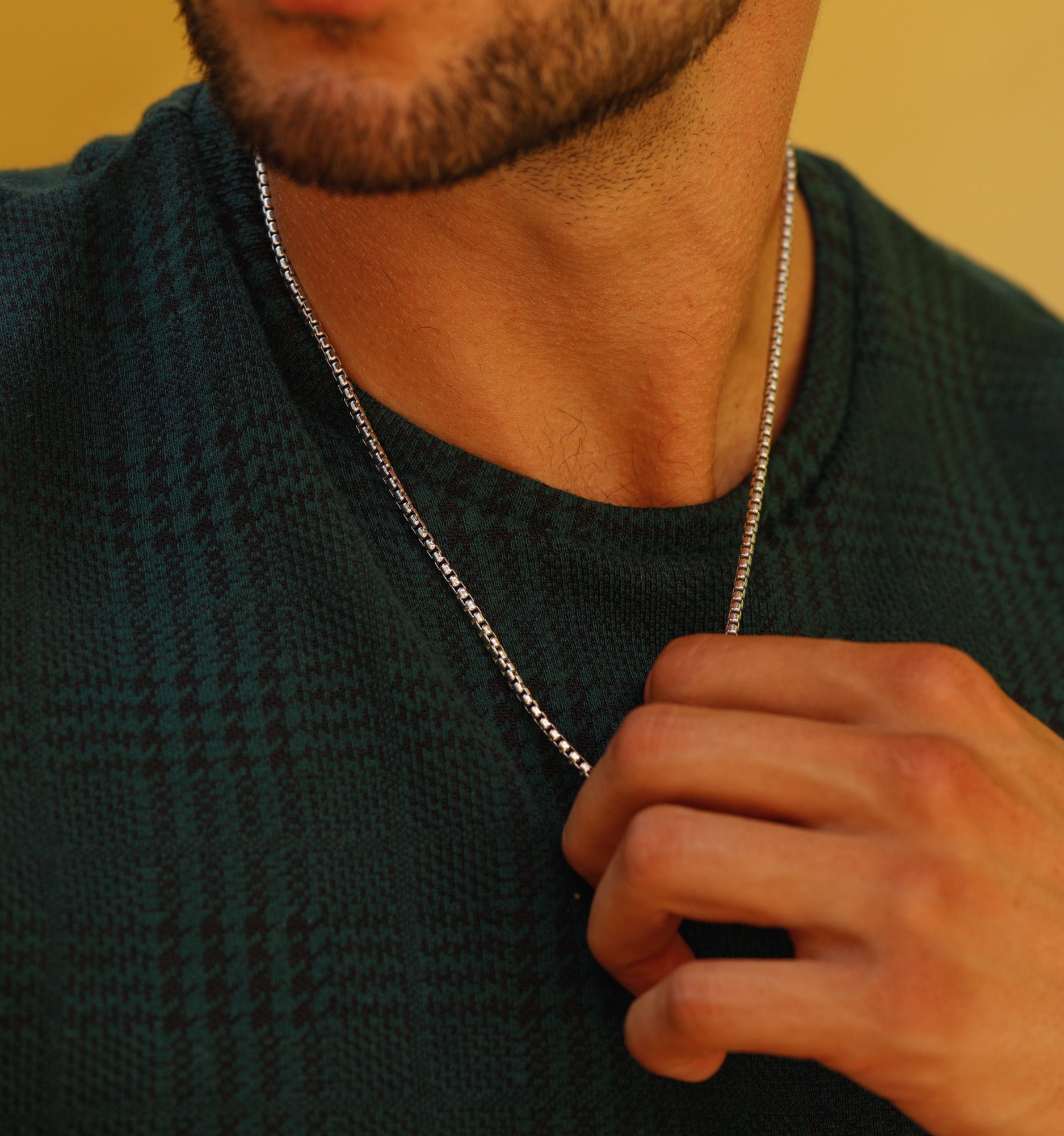 Box Chain Necklace in Sterling Silver