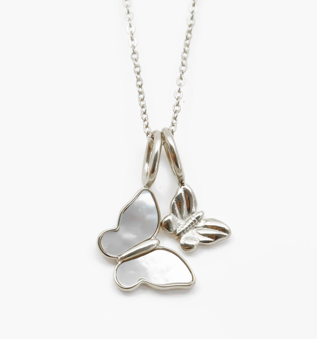 Pearl Butterfly Necklace With Mini Butterfly Charm