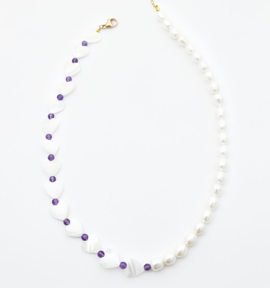 Amethyst & Pearl Choker Necklace