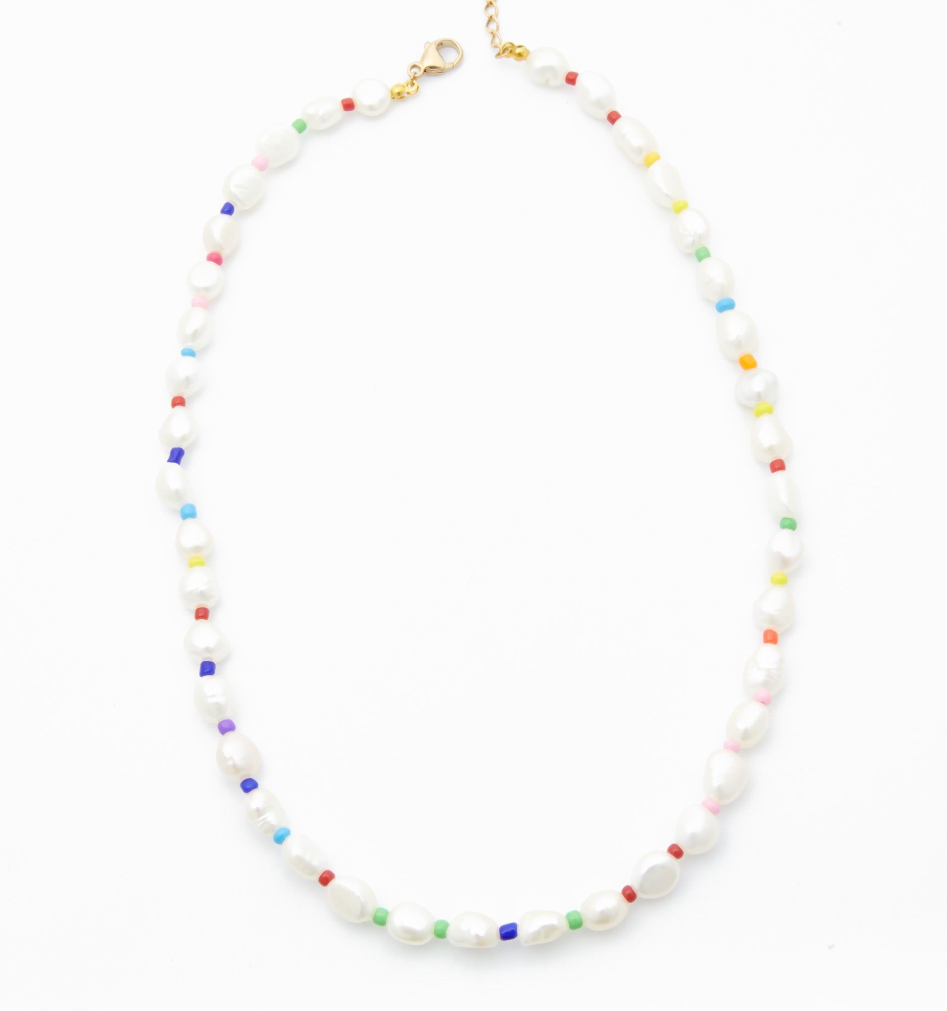 Pearl Necklace With Color Beads