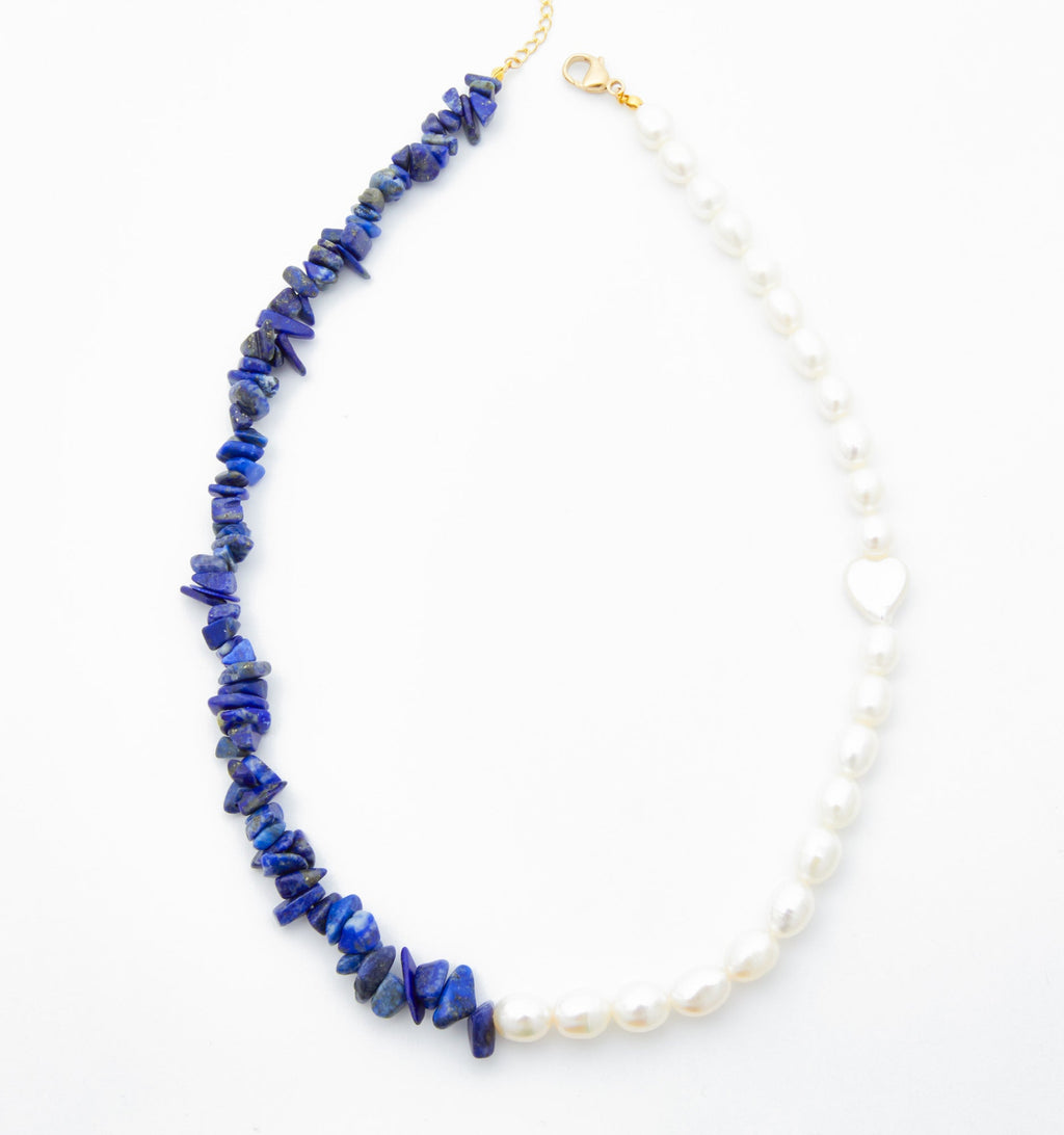Pearl Choker Necklace With Lapis