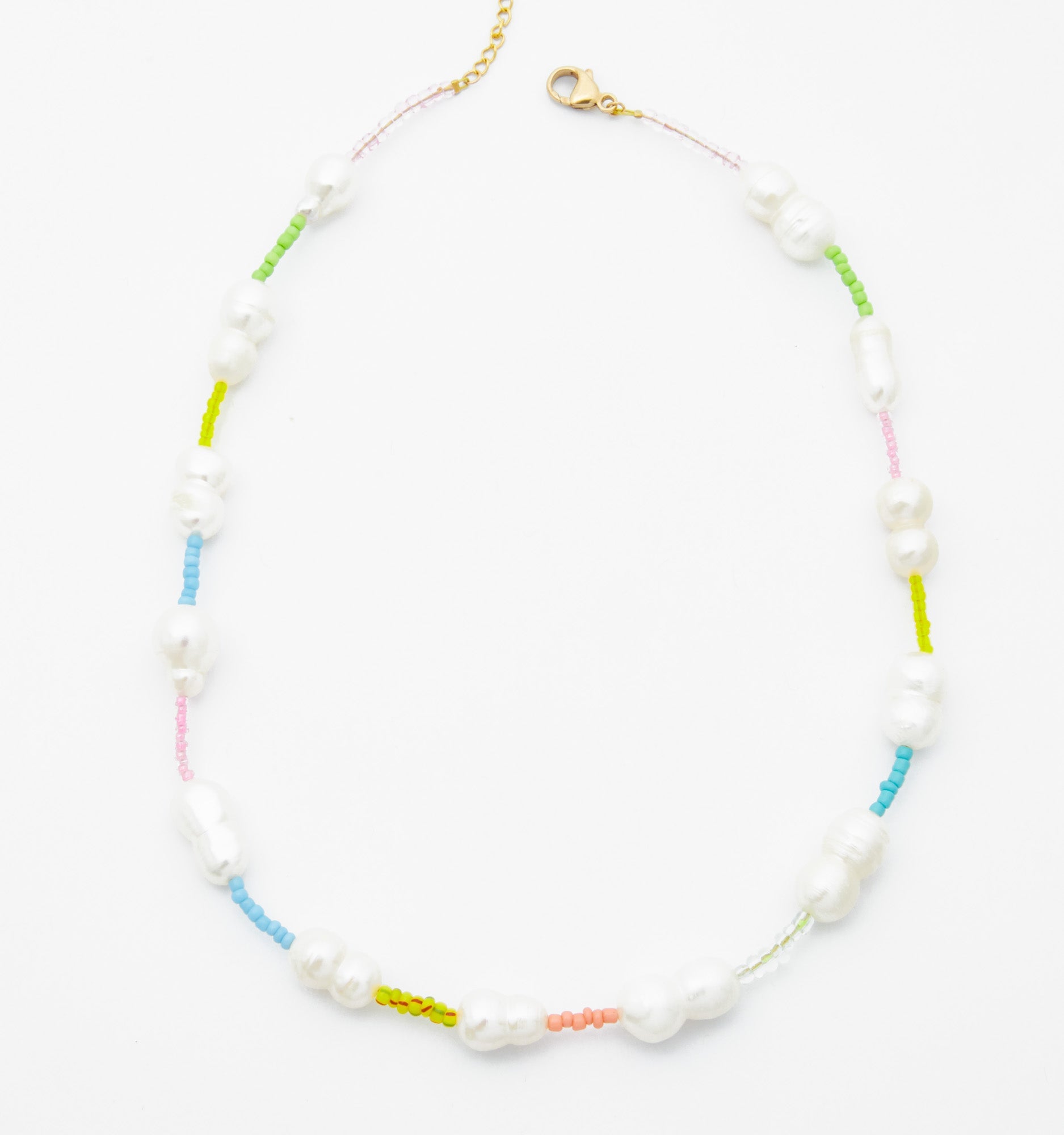 Pearl Necklace With Pastel Beads