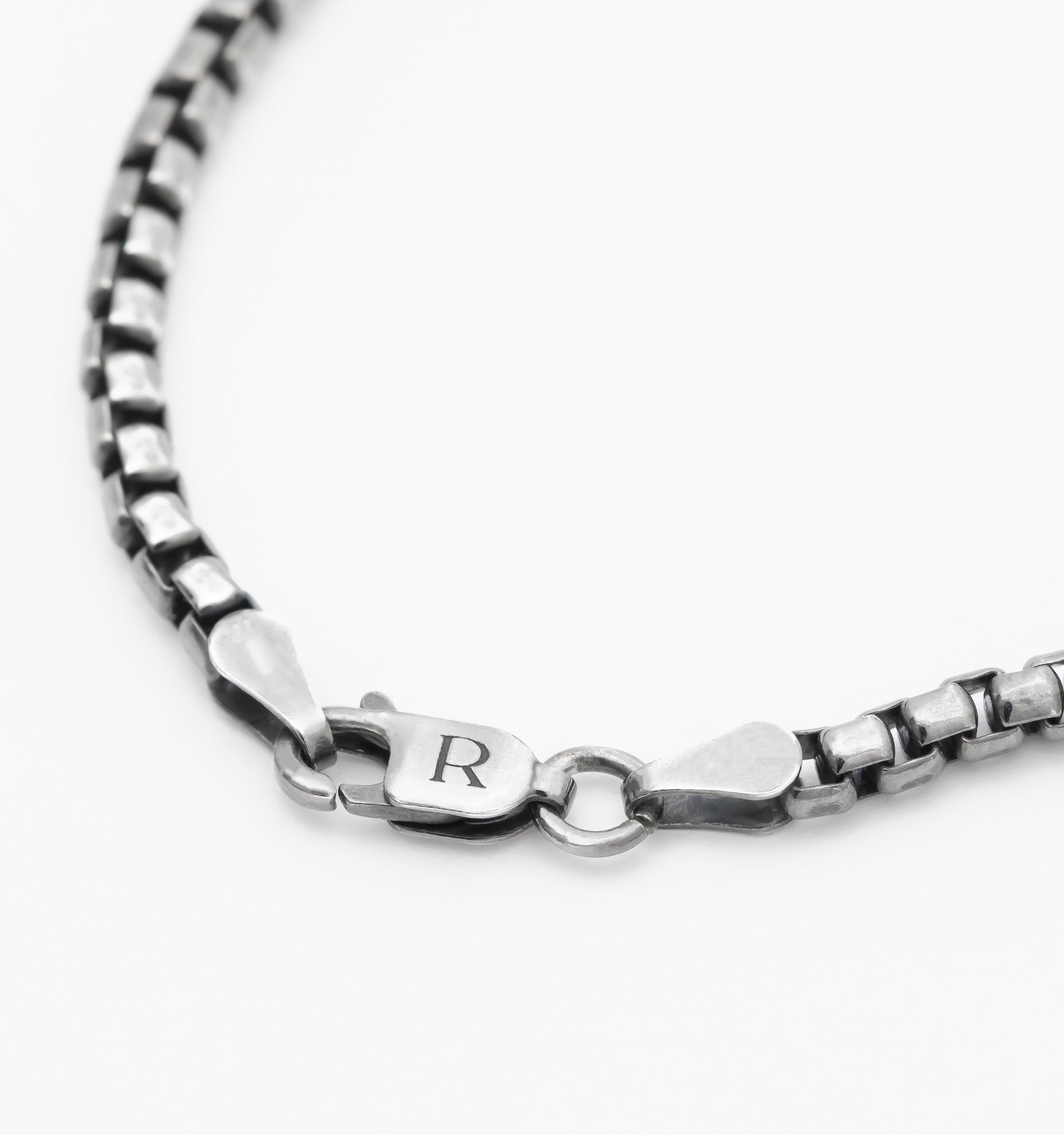 Box Chain Necklace in Black Rhodium