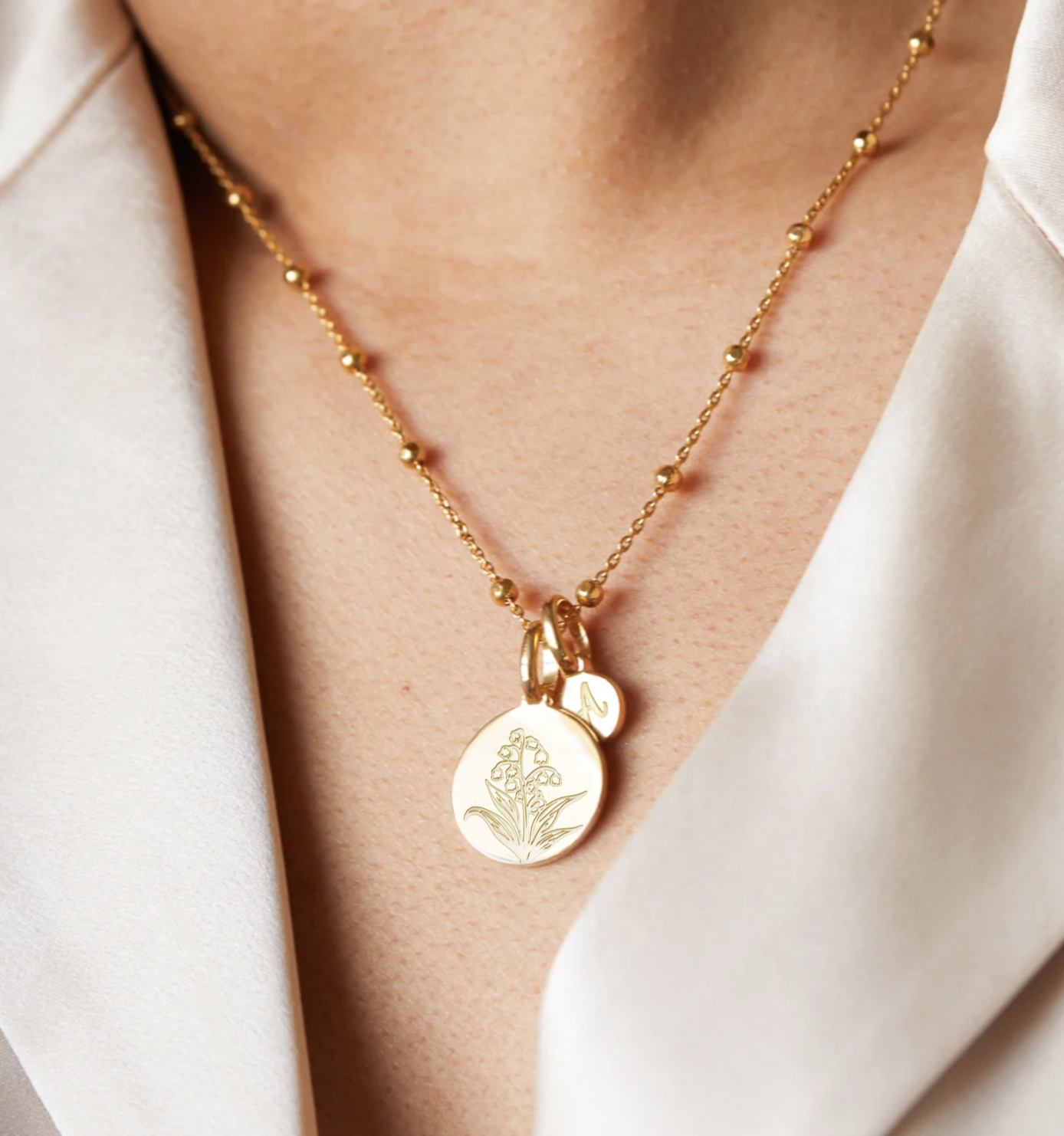 Lily of the Valley Initial Necklace - May Flower
