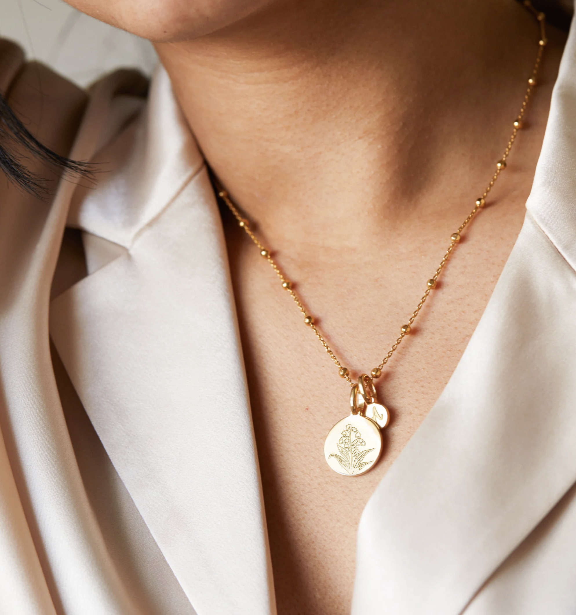 Lily of the Valley Initial Necklace - May Flower