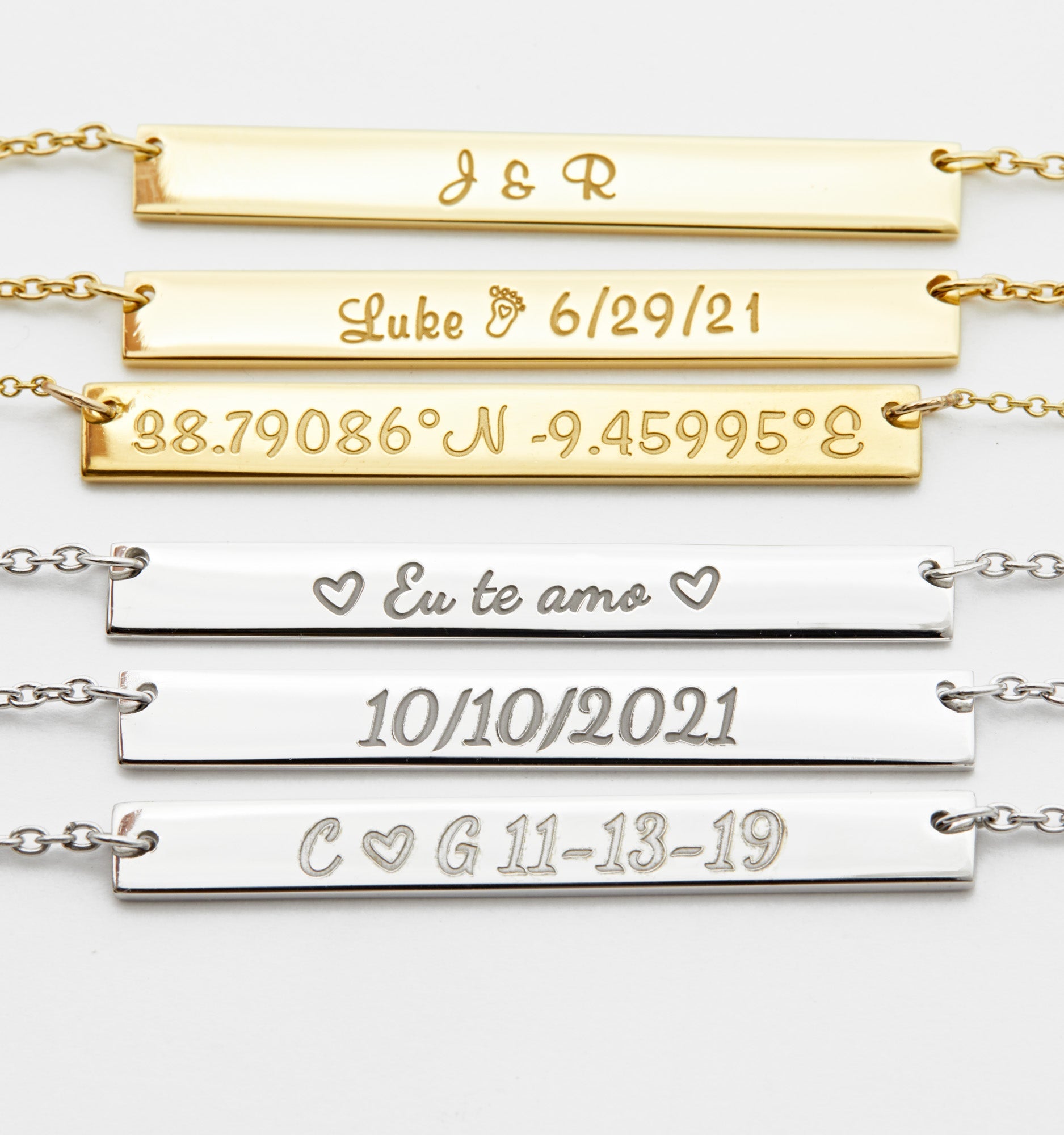 Engraved Bar Necklace