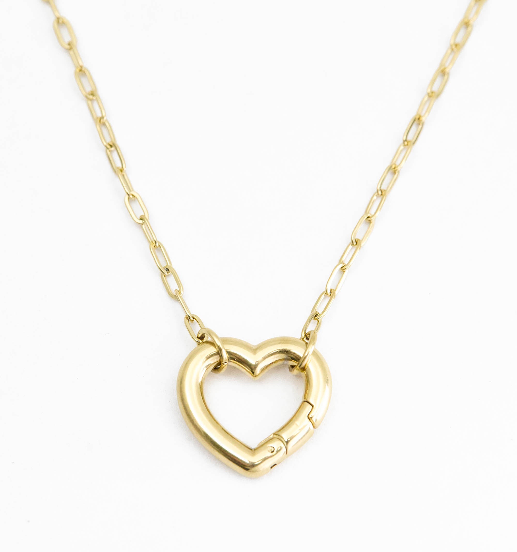 Personalized Heart Charm Chain - Paperclip Chain
