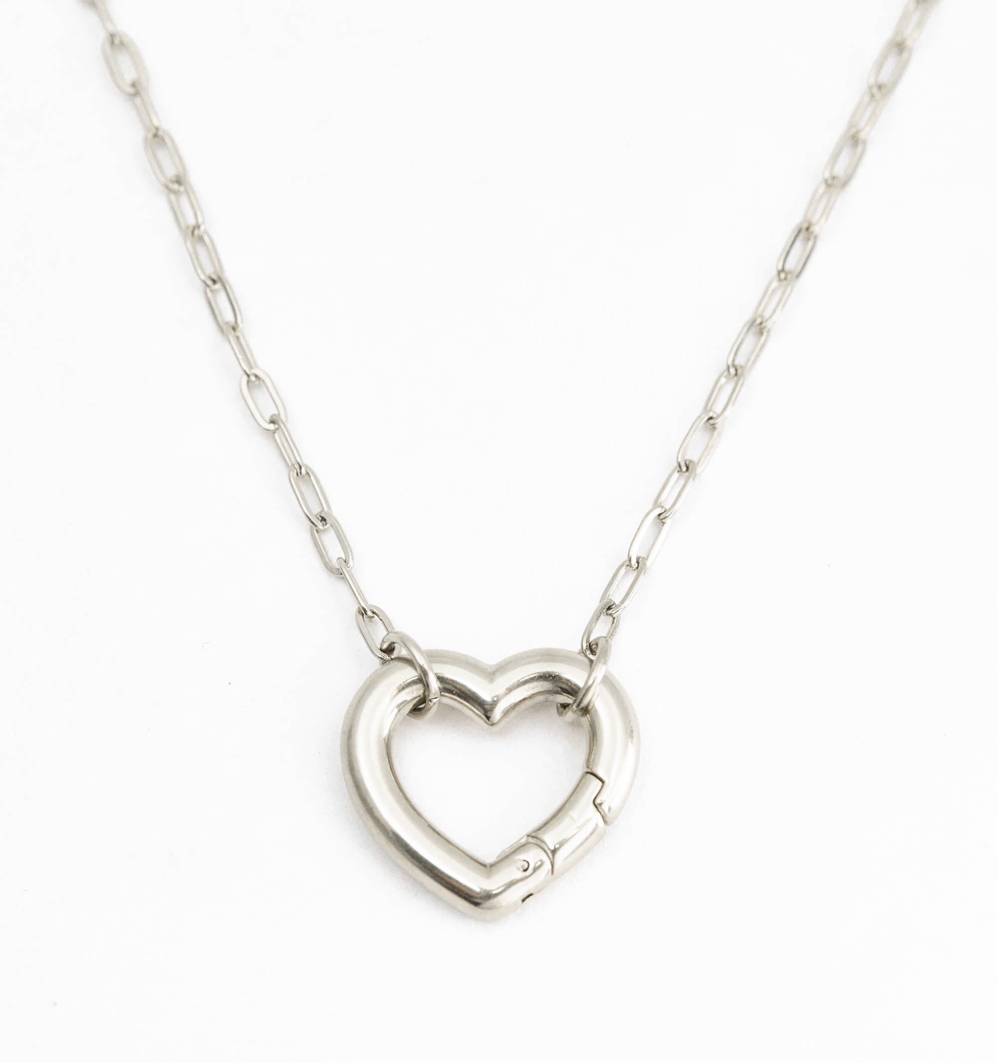 Personalized Heart Charm Chain - Paperclip Chain