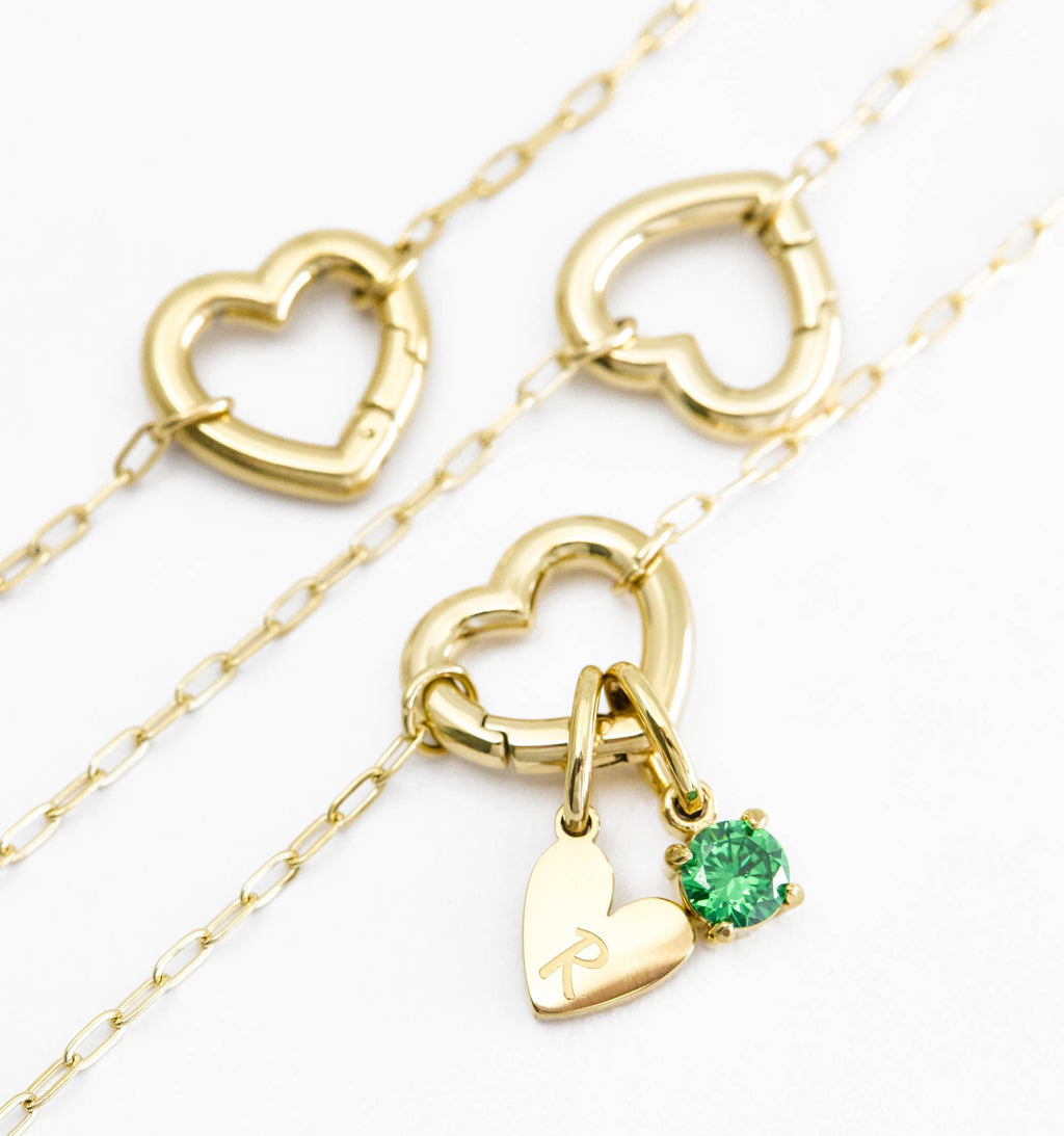 Personalized Heart Charm Chain - Paperclip Chain