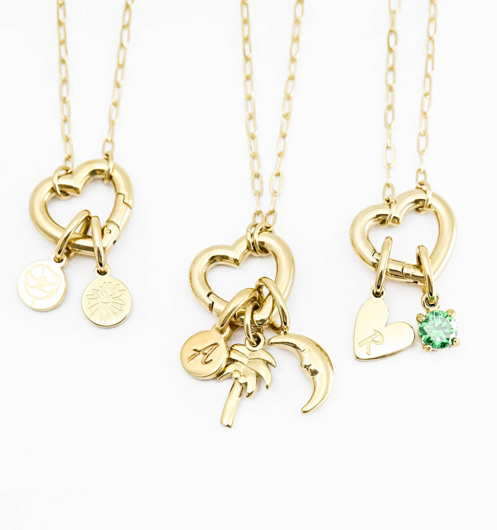 Personalized Heart Charm Chain - Paperclip Chain