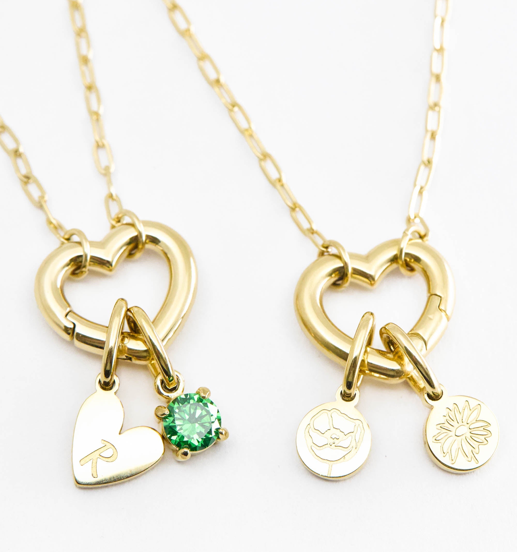Personalized Heart Charm Chain - Paperclip Chain